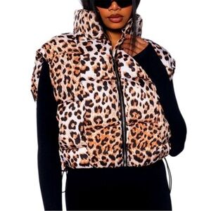 Leopard Print Puffer Vest